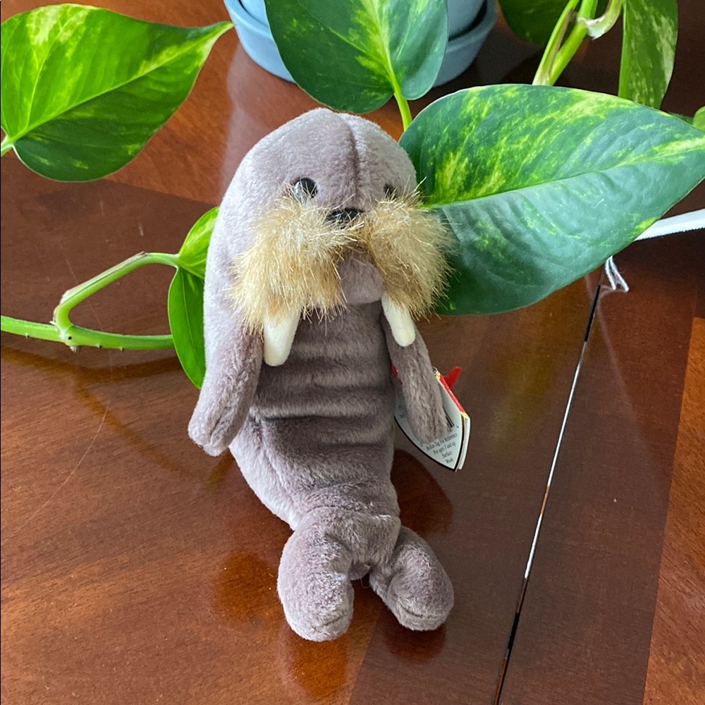 Plush TY Beanie Baby “Jolly” Walrus Toy - Brown